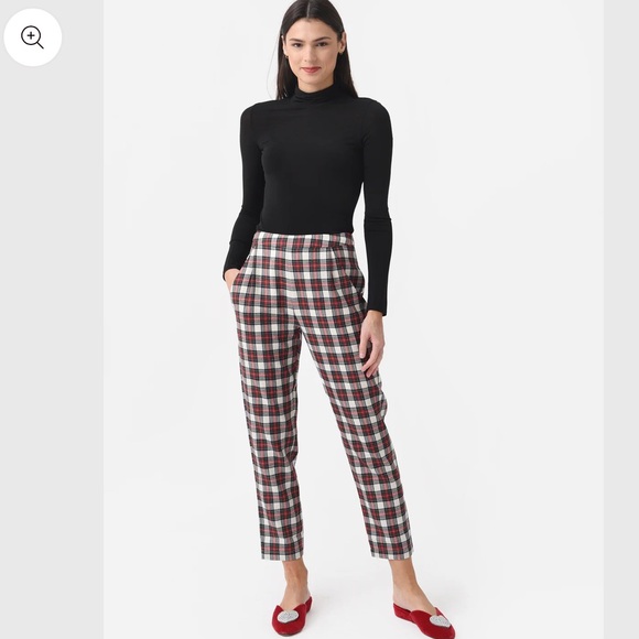 NWT Hunter Bell Melina Pant Red/Multi Plaid Sz 2 - Picture 2 of 9